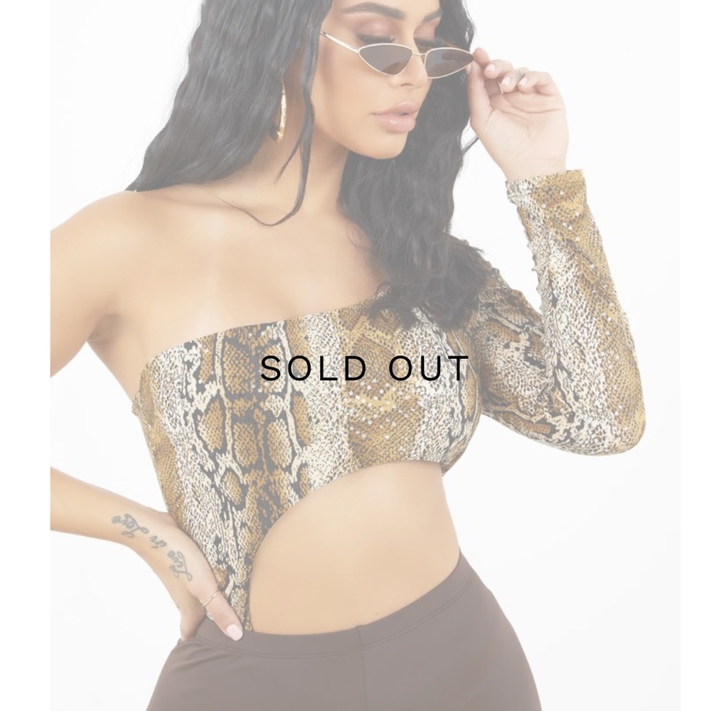 One shoulder Snake Skin body suit. New, never worn